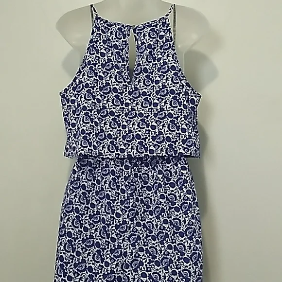 Blue & White Shorts Romper Sz M 💙 XXI Thin Spaghetti strap - Picture 4 of 7